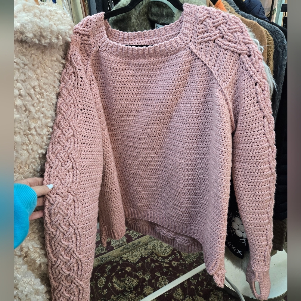 Handknit Rose Boho Sweater